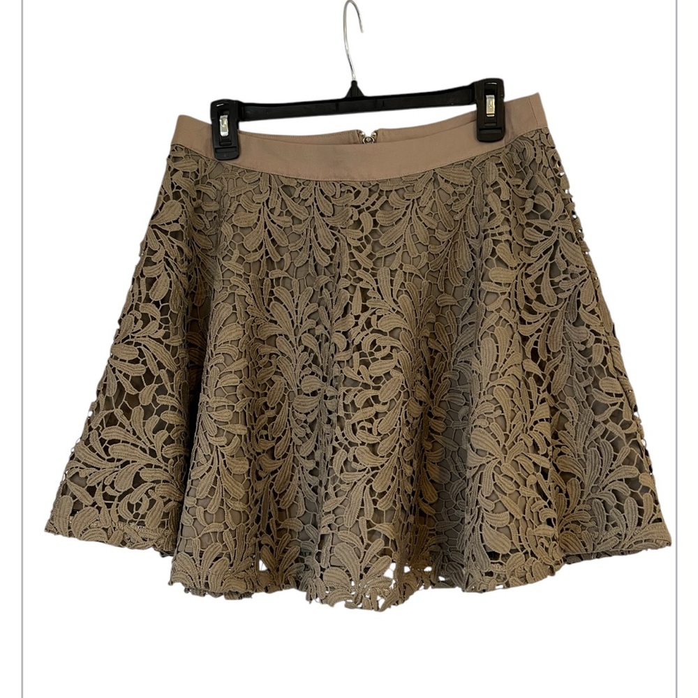 SuperTrash Floral Taupe Neutral Short Mini Skirt Lace Size 38β ( US Size 8) Boho